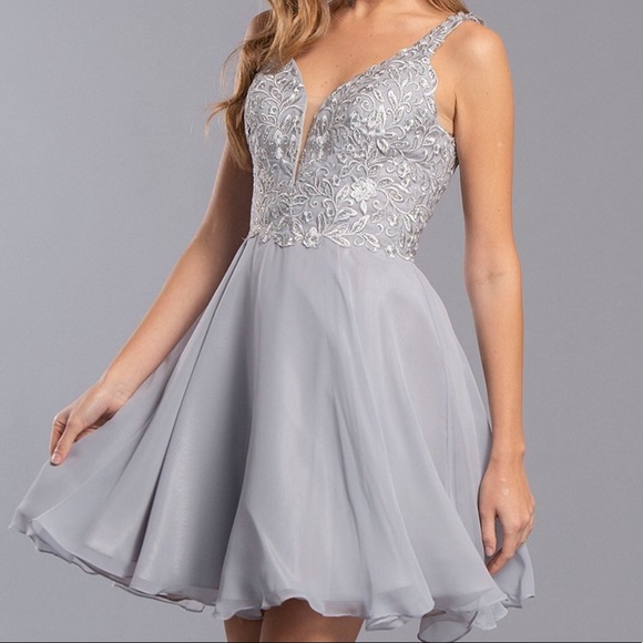 gray chiffon dress